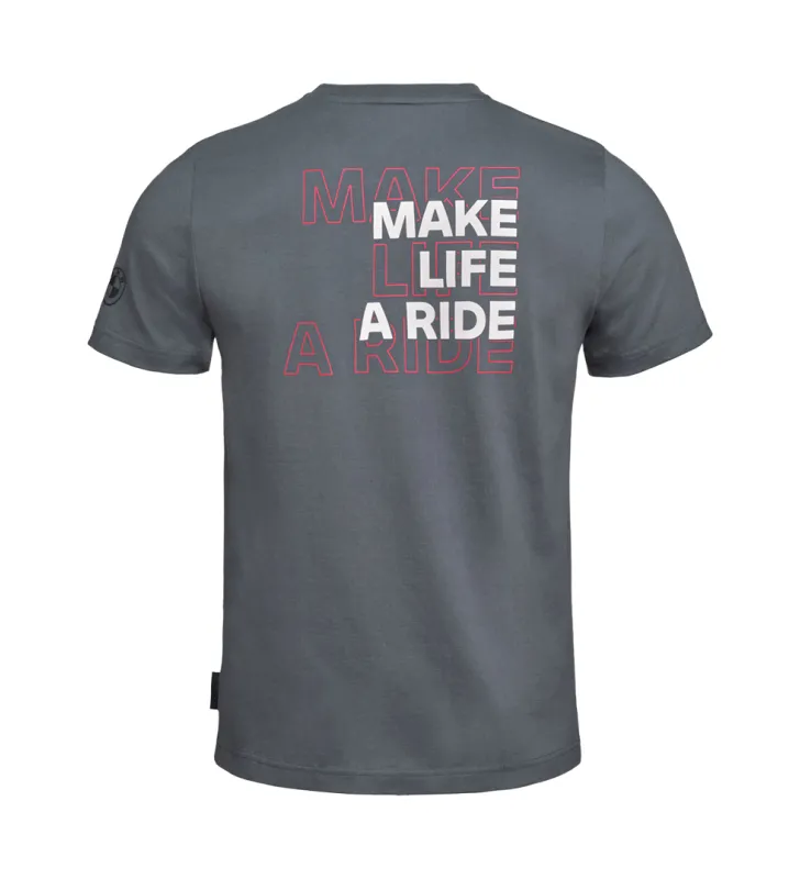 Camiseta con logo Make Life a Ride Hombre Gris
