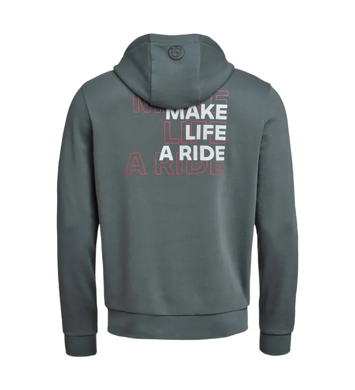 Hoodie de cremallera Make Life a Ride Hombre Gris