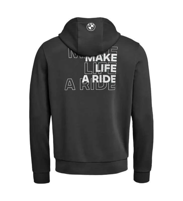 Hoodie de cremallera Make Life a Ride Hombre Negro