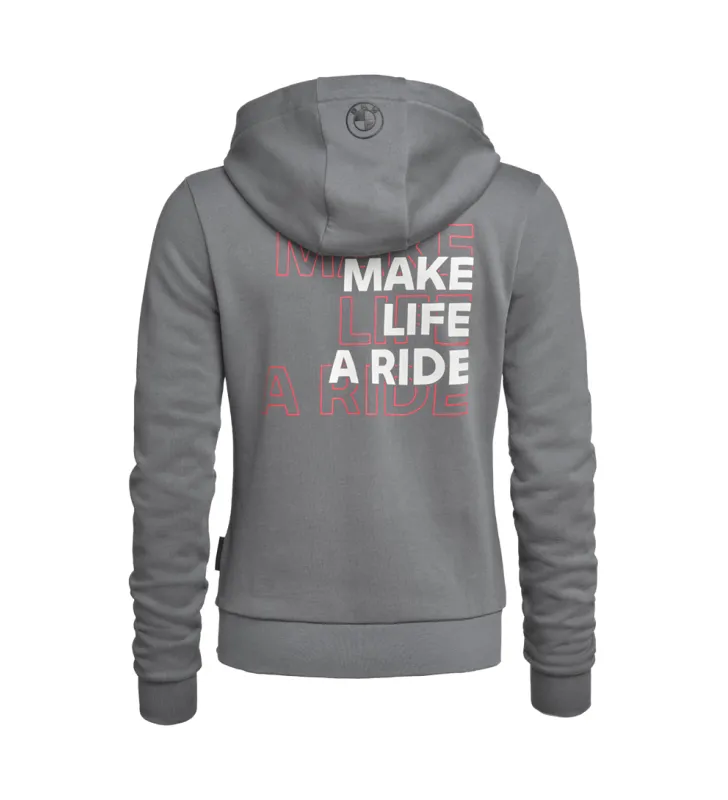 Hoodie de cremallera Make Life a Ride Mujer Gris