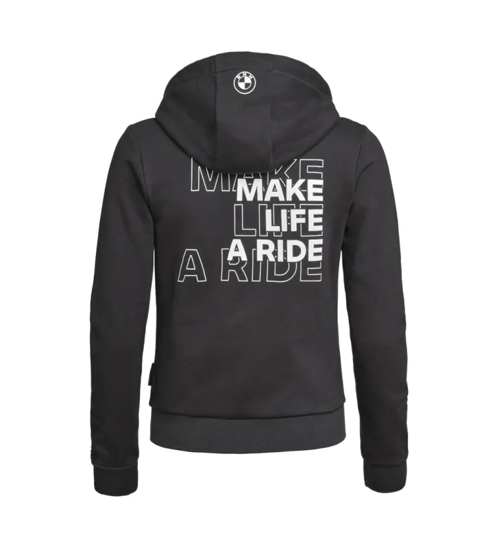 Hoodie de cremallera Make Life a Ride Mujer Negro