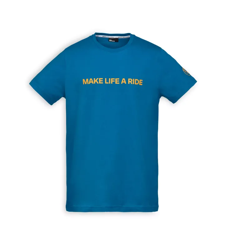 Camiseta Make Life A Ride Hombre L Azul